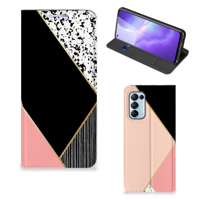 OPPO Find X3 Lite Stand Case Zwart Roze Vormen - thumbnail