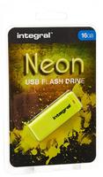 Integral Neon USB 2.0 stick, 16 GB, geel - thumbnail