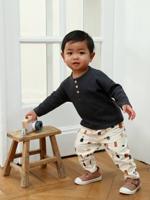 Babyset T-shirt + molton broek betongrijs - thumbnail
