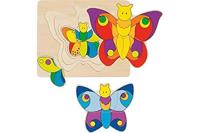 Goki houten 3-lagen puzzel vlinder - thumbnail
