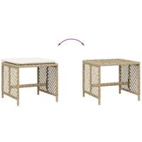 Tuinkrukken 4 st met kussens 41x41x36 cm poly rattan beige - thumbnail