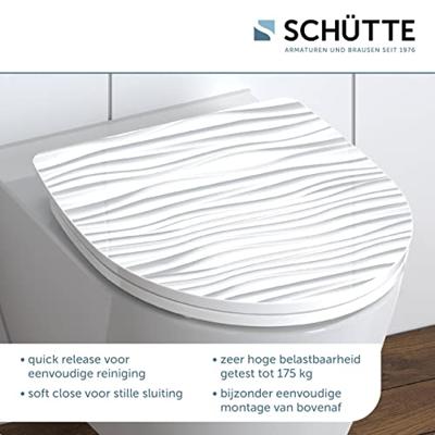 Duroplast High Gloss WC-bril WHITE WAVE met soft-close en quick-release Duroplast High Gloss WC-bril WHITE WAVE met soft-close en quick-release