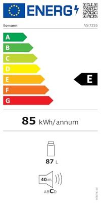 Bomann VS 7255 Koelkast Energielabel: E (A - G) 87 l Staand apparaat Zwart