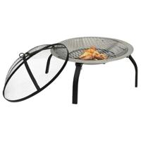 VidaXL Vuurschaal en barbecue 2-in-1 met pook 56x56x49 cm rvs - thumbnail