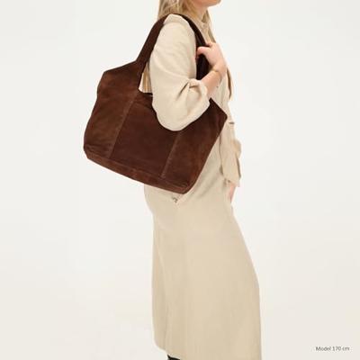 Hide & stitches brazos schoudertas suède-Dark Brown