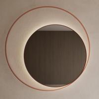 Spiegel Gliss Design Kosmos Koper Rosé Rond met Frame en Indirecte LED Verlichting 120 cm - thumbnail