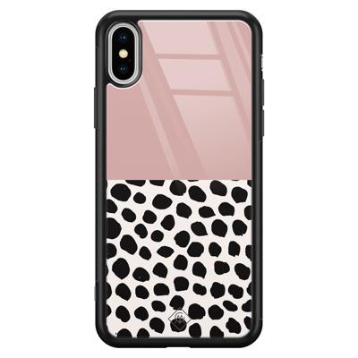 iPhone XS Max glazen hardcase - Pink dots