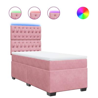 Boxspring met matras fluweel roze 100x200 cm
