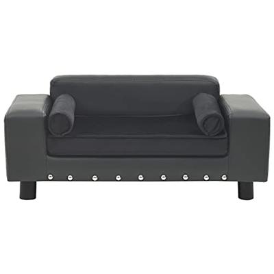 VidaXL Hondenbank 81x43x31 cm pluche en kunstleer donkergrijs