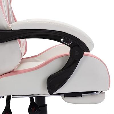 Racestoel met RGB LED-verlichting kunstleer roze en wit - thumbnail