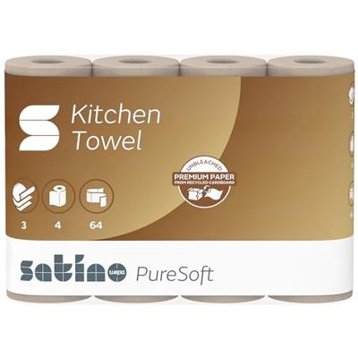 Keukenrol Satino PureSoft 3-laags 4x64 vel naturel 175890 | 8 stuks