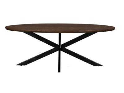 Livingfurn Ovale Eettafel 'Lifestyle' Mangohout, 210 x 110cm, kleur Donkerbruin