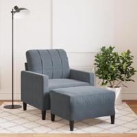 Fauteuil met voetenbank 60 cm fluweel donkergrijs - thumbnail
