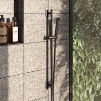 Glijstangset Hotbath Gal 100 cm Met Doucheslang 150 cm En Handdouche Mat Zwart - thumbnail