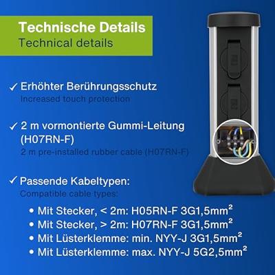 Buitenstopcontact paal kunststof 2 stopcontacten 37cm hoog 2 meter snoer met stekker - thumbnail
