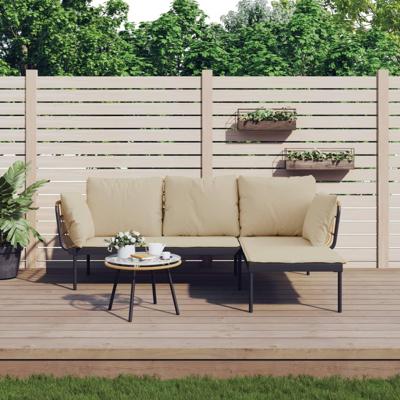 3-delige Loungeset met kussens poly rattan beige 3-delige Loungeset met kussens poly rattan beige