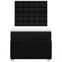 Boxspring met matras stof zwart 90x190 cm - thumbnail