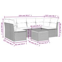 7-delige Loungeset met kussens poly rattan beige - thumbnail