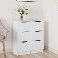 Dressoirs 2 st 30x30x70 cm bewerkt hout wit - thumbnail