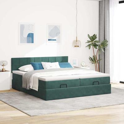 Ottoman bed met matrassen en LED's 180x200cm fluweel