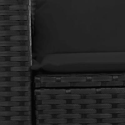 Tuinbank 2-zits met kussens poly rattan zwart