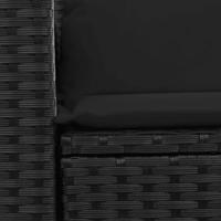 Tuinbank 2-zits met kussens poly rattan zwart - thumbnail