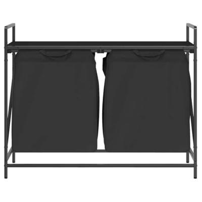 VidaXL Wasmand 2 vakken met plank zwart eikenkleurig VidaXL Wasmand 2 vakken met plank zwart eikenkleurig
