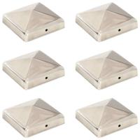 Paalkappen 6 st piramide 91x91 mm roestvrij staal - thumbnail