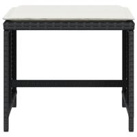 Tuinkrukken 4 st met kussens 41x41x36 cm poly rattan zwart - thumbnail