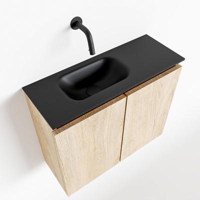 MONDIAZ TURE 60cm toiletmeubel washed oak. EDEN wastafel urban links geen kraangat
