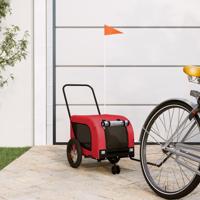VidaXL Hondenfietstrailer oxford stof en ijzer rood en zwart - thumbnail