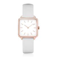 LGT JWLS Dameshorloge &apos;Square&apos; - Witte Lederen Band, Wit Uurwerk, Rose Gouden Kast - thumbnail