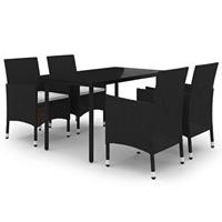 5-delige Tuinset met kussens poly rattan en glas - thumbnail