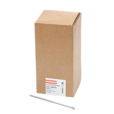 Hoenderdaal Fasteners Hoenderdaal spaanplaatschroef verzinkt platkop deeldraad torx tx25 6.0x130/70 | 100 stuks - 0206.01.50901