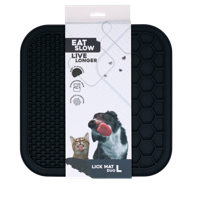 Eat Slow Live Longer Duo likmat - 30 x 30 cm - vierkant - snuffelmat - anti-snuffelmat - slowfeeder - 100% siliconen - vaatwasmachinebestendig - maat L - grijs - thumbnail