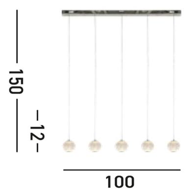 Searchlight 5-lichts hanglampAllure chroom rechthoekig - 51485-5CC