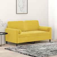 Tweezitsbank met sierkussens 140 cm fluweel geel - thumbnail