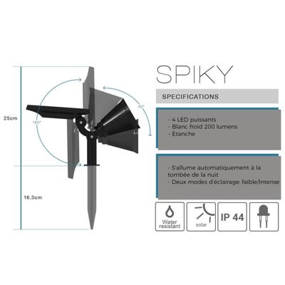 Waterdichte buitenspot op zonne-energie - LUMISKY - 4 witte LED's - 200 Lm - Draaibare kop op 90°C