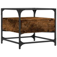 Salontafel met glazen blad 50x50x45 cm gerookt eiken staal - thumbnail