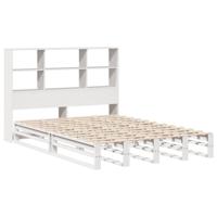 Bed met boekenkast zonder matras massief hout wit 140x200 cm - thumbnail