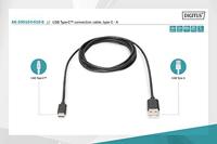 Digitus USB-kabel USB 2.0 USB-C stekker, USB-A stekker 1.00 m Zwart Flexibel AK-300154-010-S - thumbnail