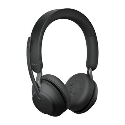Jabra Evolve2 65 UC On Ear headset Bluetooth Stereo Zwart Noise Cancelling Volumeregeling, Indicator voor batterijstatus, Microfoon uitschakelbaar (mute)