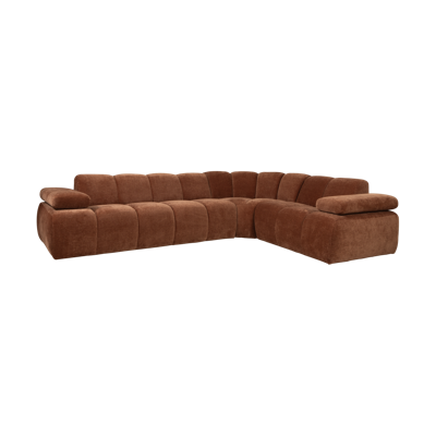Woood Mojo hoekbank rechts ribstof Roestbruin