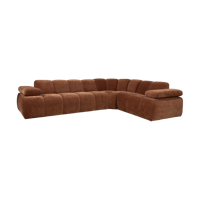 Woood Mojo hoekbank rechts ribstof Roestbruin - thumbnail