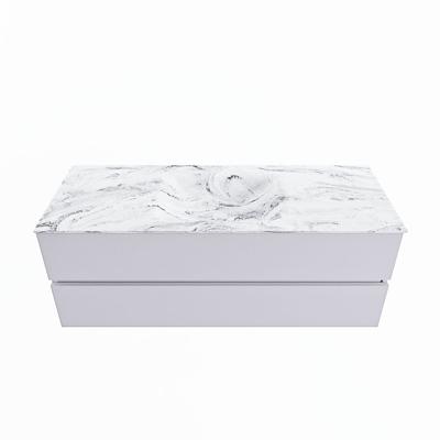 MONDIAZ VICA-DLUX 130cm badmeubel onderkast Cale 2 lades. Inbouw wastafel CLOUD midden zonder kraangat, kleur Glace.
