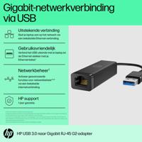 HP USB 3.2 Gen 1 (USB 3.0), RJ45 Adapter [1x USB-A-stekker - 1x RJ45-bus] USB-A - RJ45 Adapter G2 0.1 m - thumbnail