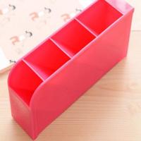 2 stks multifunctionele 4 grid Desktop pennenhouder Office school opslag geval plastic vak Desk pen potlood organisator (rood) - thumbnail