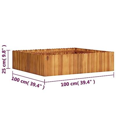 Plantenbak verhoogd 100x100x25 cm massief acaciahout Plantenbak verhoogd 100x100x25 cm massief acaciahout