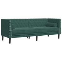 Driezitsbank Chesterfield-stijl en bolsters fluweel donkergroen - thumbnail