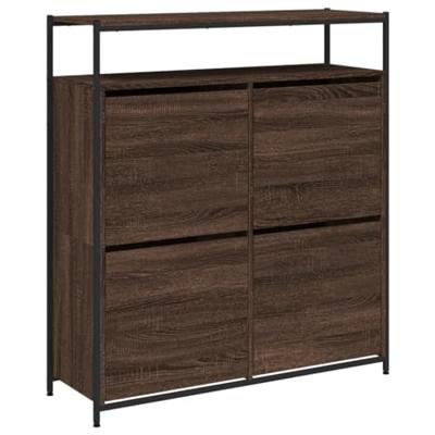 Schoenenkast met 4 klaplades 100x34x112 cm bruin eikenkleur